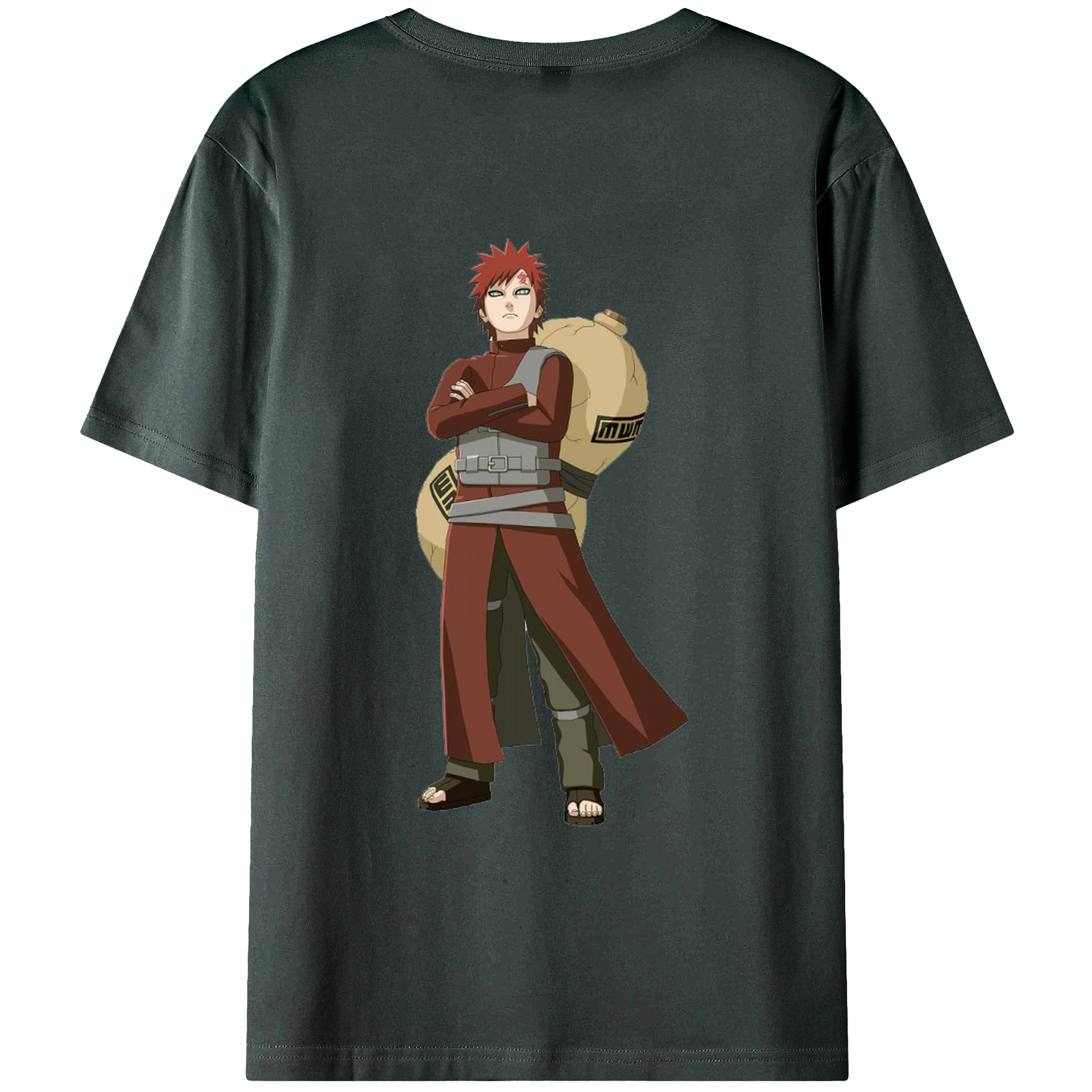 （画像用） NARUTO -ナルト- ガアラ Gaara 綿100％ メンズ半袖Tシャツ（バックプリント） 通気性